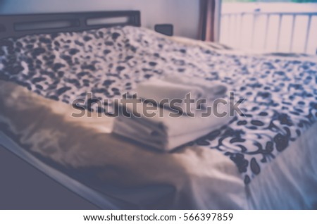 Blurred abstract background of bed room