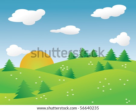 Beauty summer landscape. Vector illustration