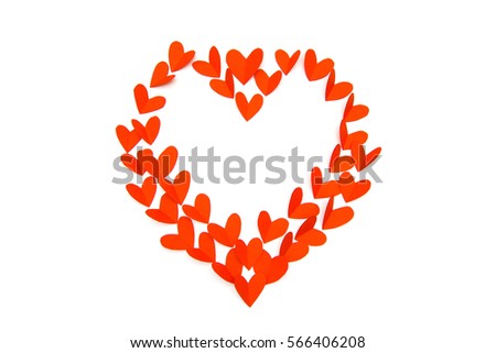 Valentine day concept, red paper in heart shape as background