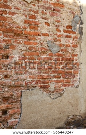 Old wall, Brick background, crack concrete, vintage texture, decay cement.
