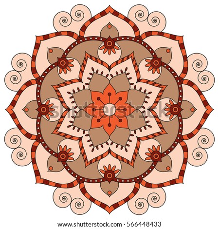 Oriental pattern. Traditional round coloring ornament. Mandala. Adult coloring. Round Ornament Pattern. Geometric circle element made in vector.