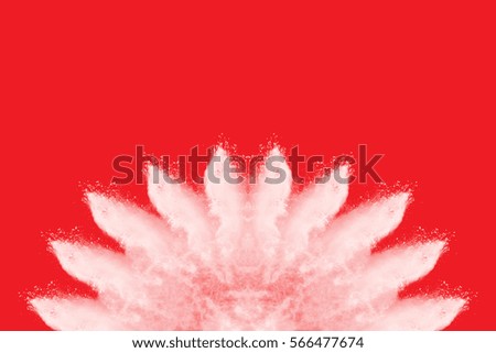 abstract white powder splatted on colored background