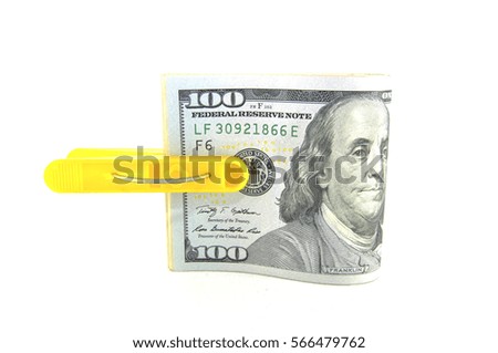 Money close up on a white background