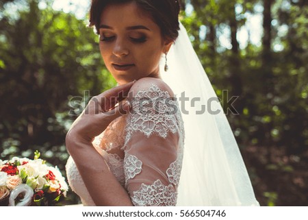 beautiful bride in the forest