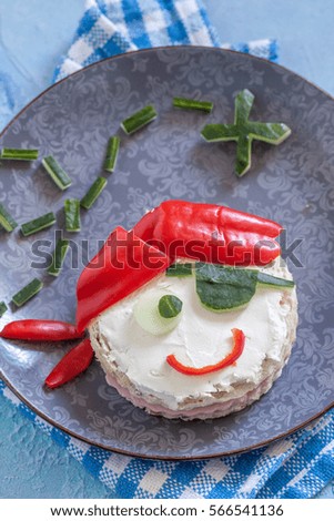 Funny sandwich for kids in shape of a pirate