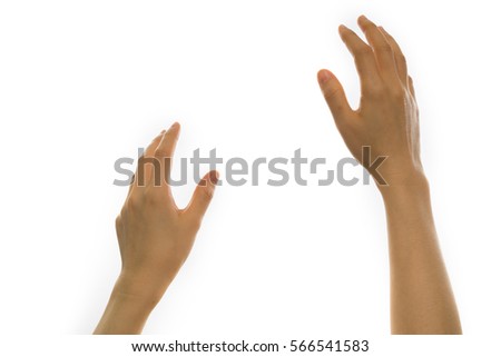 catch hand on isolated white background.
