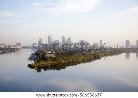 The view of calm early morning in Tampa city (Florida).