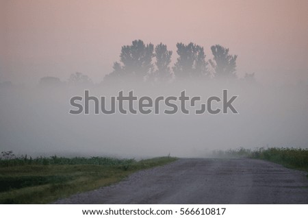 Autumn foggy sunrise