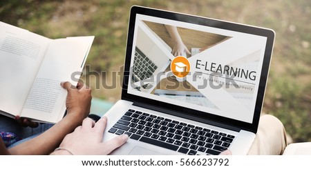 Distance learning online education webpage Royalty-Free Stock Photo #566623792