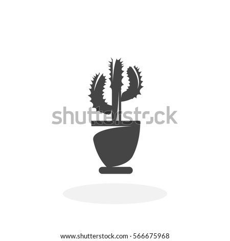 Cactus in a pot icon isolated on white background. Cactus vector logo. Flat design style. Modern vector pictogram for web graphics - stock vector