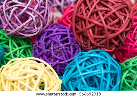 Colorful Rattan Balls, takraw, decorative coils made from rattan