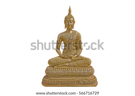 gold buddha statue isolated on white background