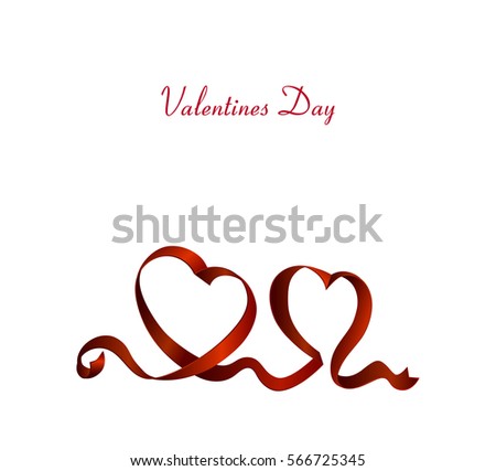 Vector. St. Valentine's Day. Love the concept. Heart from a red ribbon for Valentines Day, on a white background.  Texture for holiday cards, web page, banner, flyer. Vector illustration.

