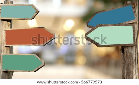 blank sign wood with blur background