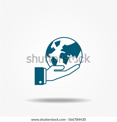 Hand hold globe icon, vector signs