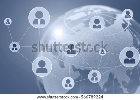 global digital connections with technology and social network