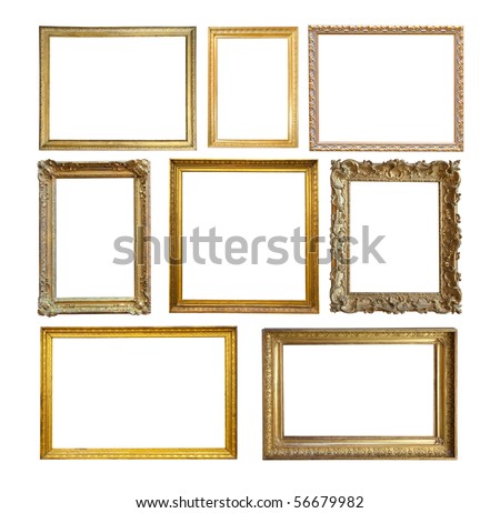 Set of  Vintage gold picture frame, isolated with clipping path Royalty-Free Stock Photo #56679982