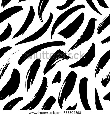 Pattern drawn in black ink on a white background. Abstract brush strokes. Simple minimalist design
