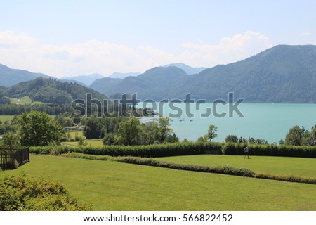 Amazing view of Mondsee and Alps in summer, Austria