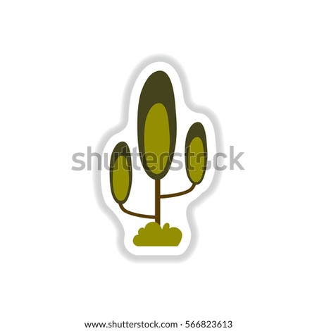 Labels with shadow flat vector icon tree silhouette