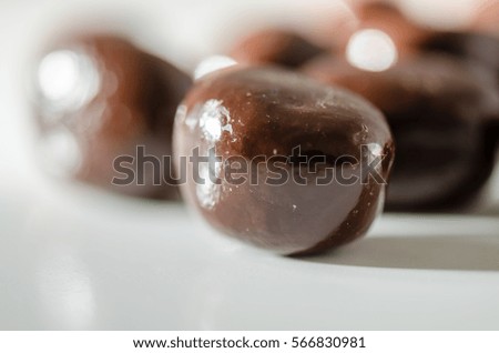 Chocolate sweet on white background.