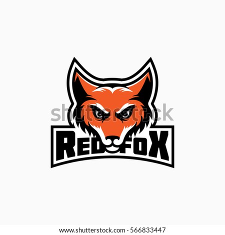 Red fox label. Vector illustration.