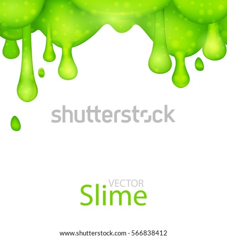 Green Dripping Slime Abstract Background.  Melted 3D Paint Drips and Flowing. Green Syrup Spill. Vector illustration.