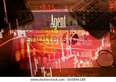 Agent - Hand writing word to represent the meaning of financial word as concept. A word Agent is a part of Investment&Wealth management in stock photo.