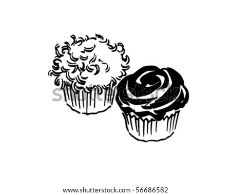 Cupcakes - Retro Clip Art