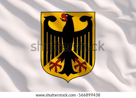 German Coat of Arms on White Flag, Germany sign