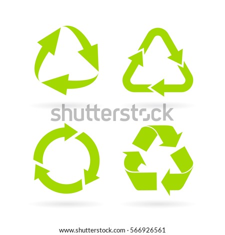 Eco green recycled symbol set vector illustration isolated on white background. Recycled icon eps.Flat design web elements for website, app or infographics materials. Royalty-Free Stock Photo #566926561
