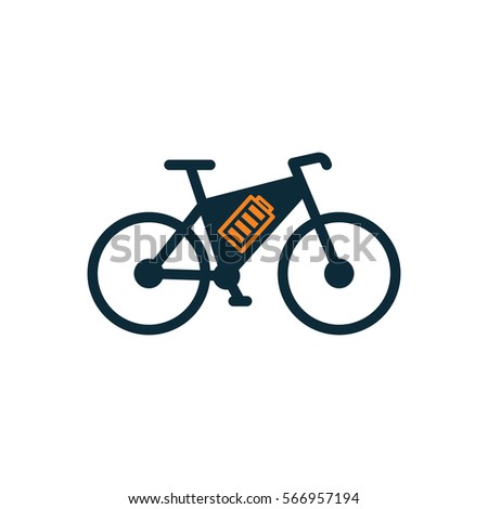 electric bicycle, e-bike icon on white background