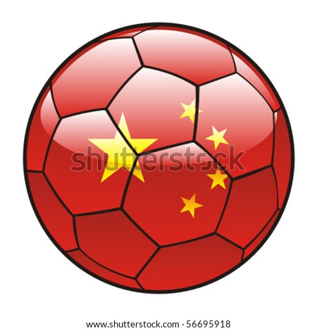 vector illustration of China flag on soccer ball