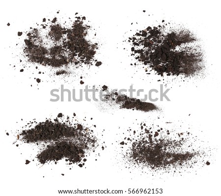 set pile dirt isolated on white background and texture, with clipping path, (high resolution) Royalty-Free Stock Photo #566962153