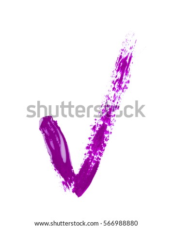 Yes tick mark sign made with a paint stroke isolated over the white background