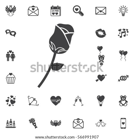 Rose icon on white background. Vector illustration. Set of Valentines icons