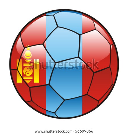 vector illustration of Mongolia flag on soccer ball
