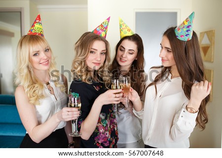 Girls congratulating friend on his birthday.