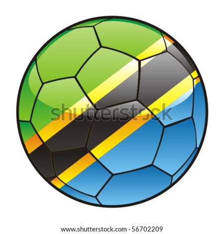 vector illustration of Tanzania flag on soccer ball