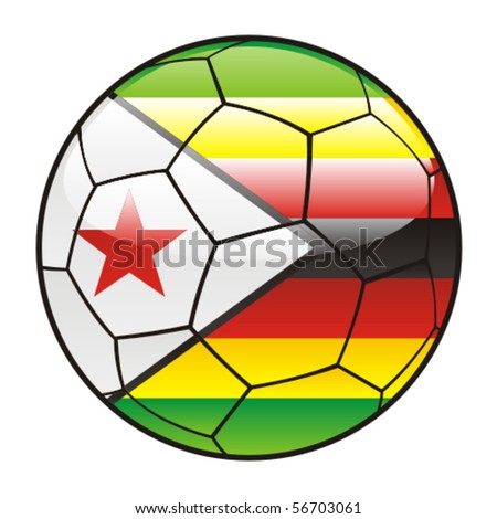 vector illustration of Zimbabwe flag on soccer ball
