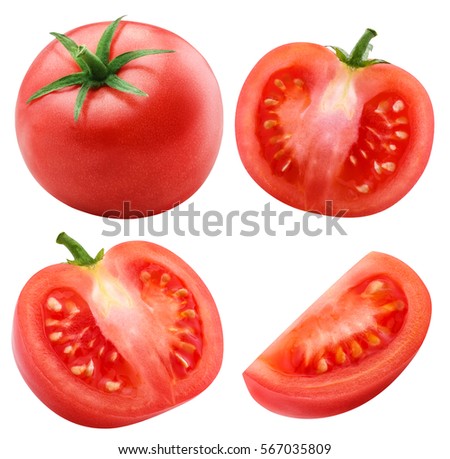 red tomato isolated on white background with clipping path Royalty-Free Stock Photo #567035809