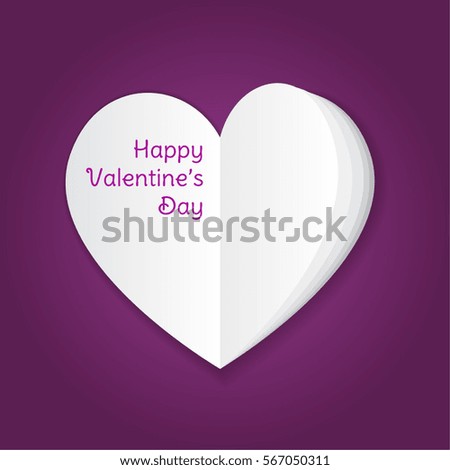 White heart cut out from paper. Love and romantic background. Art design for Valentine's Day card, web, banner, poster, flyer, brochure, print. Can be used for Mother's and Women's Day Greetings.
