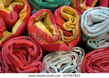 Thailand bundle clothes fabric roll line pattern 