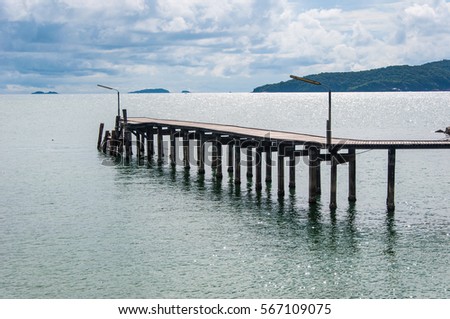 Beautiful Wooden Jetty  with Dramatic Sky.
