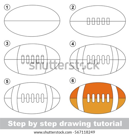 Kid game to develop drawing skill with easy gaming level for preschool kids, drawing educational tutorial for Ball for American Football