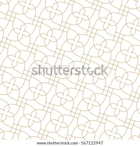Seamless linear pattern with thin elegant curved lines forming floral ornamental wallpaper. Abstract texture. Geometric light background.