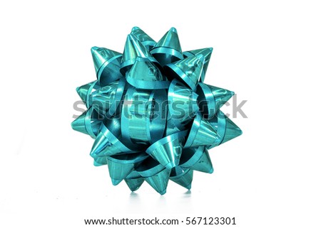 Anniversary gift present surprise bow. Birthday christmas valentines day anniversary bow or for any concept. High resolution. Colorful beautiful bow on isolated white background.