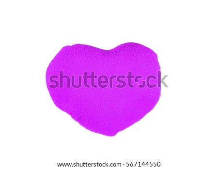 Valentines day illustration. Sign symbol of love. Fabric plush heart cushion to illustrate valentine's day or mother's day or any loving concept. Colored beautiful heart on isolated white background.