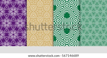 set of floral geometric lace ornament. Vector seamless pattern. Modern design. for wallpaper, invitation.