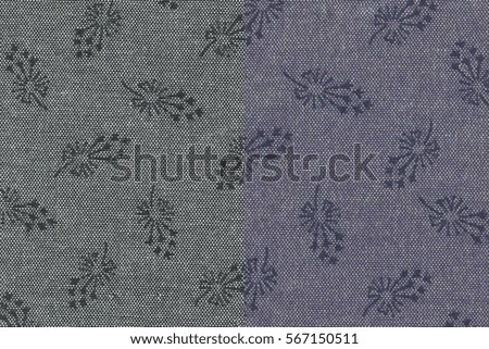 two fabric color(grey, black) pattern, textures for background(flower, leaf, plant)